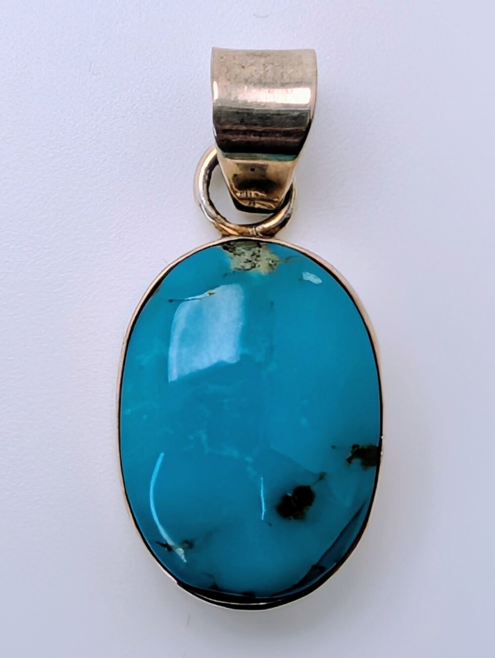 Kingman Turquoise Oval Pendant S925 Sterling Silver